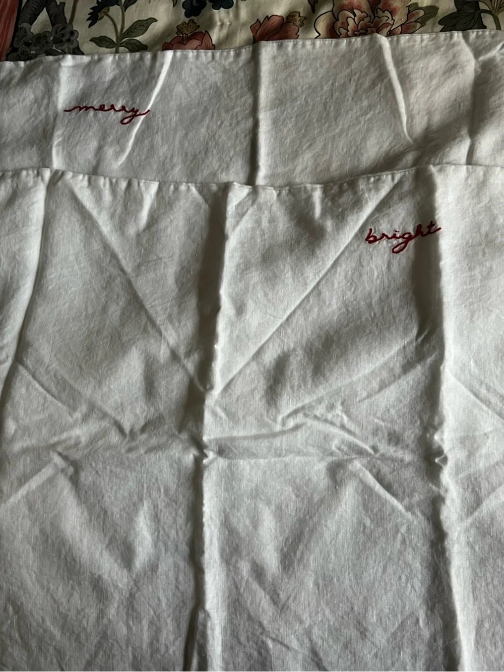 Pottery Barn Merry & Bright Belgian Flax Embroidered Pillowcases